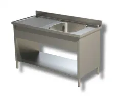 Plonge inox 1 bac à droite et égouttoir à gauche sur panneaux latéraux avec étagère 1000x600x850 mm - ristopro - dslf1vgs106 - Ristopro - DSLF1VGS106