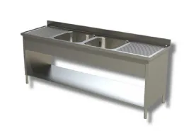 Plonge inox 2 bacs et 2 égouttoirs sur panneaux latéraux avec étagère 2400x700x850 mm - ristopro - dslf2v2g247 - Ristopro - DSLF2V2G247 Plonge inox 2 bacs et 2 égouttoirs sur panneaux latéraux avec étagère 2400x700x850 mm - ristopro - dslf2v2g247 - Ristopro - DSLF2V2G247