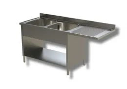 Plonge inox 2 bacs à gauche et égouttoir à droite sur panneaux latéraux avec étagère 2000x600x850 mm - ristopro - dslf2vgd206 - Ristopro - DSLF2VGD206 Plonge inox 2 bacs à gauche et égouttoir à droite sur panneaux latéraux avec étagère 2000x600x850 mm - ristopro - dslf2vgd206 - Ristopro - DSLF2VGD206