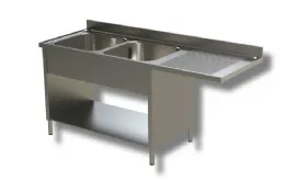 Plonge inox 2 bacs à gauche et emplacement lave-vaisselle à droite sur panneaux latéraux avec étagère 1800x700x850 mm - ristopro - dslf2vld187 - Ristopro - DSLF2VLD187 Plonge inox 2 bacs à gauche et emplacement lave-vaisselle à droite sur panneaux latéraux avec étagère 1800x700x850 mm - ristopro - dslf2vld187 - Ristopro - DSLF2VLD187