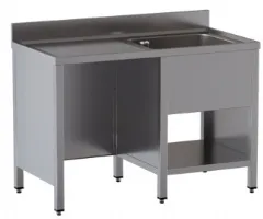 Plonge inox 1 bac à droite et emplacement poubelle à gauche sur panneaux latéraux avec étagère 1200x600x850 mm - ristopro - dslfps126 - Ristopro - DSLFPS126
