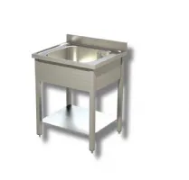 Plonge inox 1 bac sur pieds avec étagère 600x600x850 mm - ristopro - dslg1v066 - Ristopro - DSLG1V066