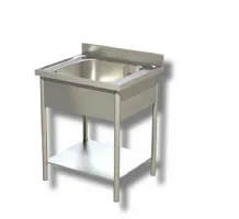 Plonge inox 1 bac sur pieds avec étagère 600x700x850 mm - ristopro - dslg1v067 - Ristopro - DSLG1V067