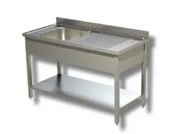 Plonge inox 1 bac à gauche et égouttoir à droite sur pieds avec étagère 1100x600x850 mm - ristopro - dslg1vgd116 - Ristopro - DSLG1VGD116