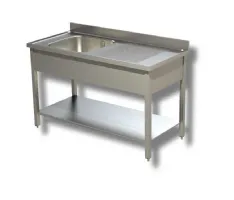 Plonge inox 1 bac à gauche et égouttoir à droite sur pieds avec étagère 1100x700x850 mm - ristopro - dslg1vgd117 - Ristopro - DSLG1VGD117