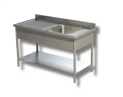 Plonge inox 1 bac à droite et égouttoir à gauche sur pieds avec étagère 1000x600x850 mm - ristopro - dslg1vgs106 - Ristopro - DSLG1VGS106