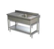 Plonge inox 1 bac à droite et égouttoir à gauche sur pieds avec étagère 1000x700x850 mm - ristopro - dslg1vgs107 - Ristopro - DSLG1VGS107