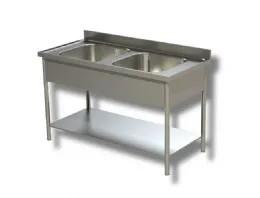 Plonge inox 2 bacs sur pieds avec étagère 1100x600x850 mm - ristopro - dslg2v116 - Ristopro - DSLG2V116 Plonge inox 2 bacs sur pieds avec étagère 1100x600x850 mm - ristopro - dslg2v116 - Ristopro - DSLG2V116