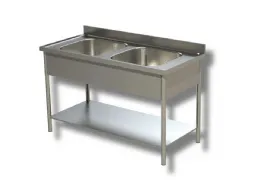Plonge inox 2 bacs sur pieds avec étagère 1100x700x850 mm - ristopro - dslg2v117 - Ristopro - DSLG2V117 Plonge inox 2 bacs sur pieds avec étagère 1100x700x850 mm - ristopro - dslg2v117 - Ristopro - DSLG2V117