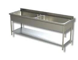 Plonge inox 2 bacs sur pieds avec étagère 2000x600x850 mm - ristopro - dslg2v206 - Ristopro - DSLG2V206 Plonge inox 2 bacs sur pieds avec étagère 2000x600x850 mm - ristopro - dslg2v206 - Ristopro - DSLG2V206
