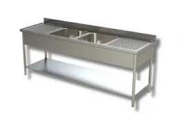 Plonge inox 2 bacs et 2 égouttoirs sur pieds avec étagère 1800x700x850 mm - ristopro - dslg2v2g187 - Ristopro - DSLG2V2G187