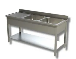 Plonge inox 2 bacs à droite et égouttoir à gauche sur pieds avec étagère 1800x600x850 mm - ristopro - dslg2vgs186 - Ristopro - DSLG2VGS186 Plonge inox 2 bacs à droite et égouttoir à gauche sur pieds avec étagère 1800x600x850 mm - ristopro - dslg2vgs186 - Ristopro - DSLG2VGS186