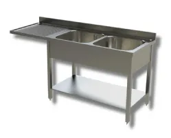 Plonge inox 2 bacs à droite et emplacement lave-vaisselle à gauche sur pieds avec étagère 1600x700x850 mm - ristopro - dslg2vls167 - Ristopro - DSLG2VLS167