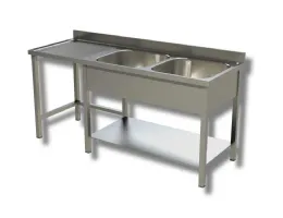 Plonge inox 2 bacs à droite et emplacement poubelle à gauche sur pieds avec étagère 1600x600x850 mm - ristopro - dslg2vps166 - Ristopro - DSLG2VPS166 Plonge inox 2 bacs à droite et emplacement poubelle à gauche sur pieds avec étagère 1600x600x850 mm - ristopro - dslg2vps166 - Ristopro - DSLG2VPS166