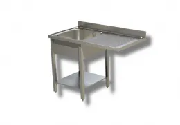 Plonge inox 1 bac à gauche et emplacement lave-vaisselle à droite sur pieds avec étagère 1200x700x850 mm - ristopro - dslgld127 - Ristopro - DSLGLD127