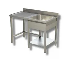 Plonge inox 1 bac à droite et emplacement poubelle à gauche sur pieds avec étagère 1200x600x850 mm - ristopro - dslgps126 - Ristopro - DSLGPS126
