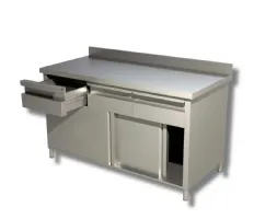 Meuble bas inox à portes coulissantes avec 2 tiroirs et dosseret - ristopro - dsta2c 127a - Ristopro - DSTA2C 127A Meuble bas inox à portes coulissantes avec 2 tiroirs et dosseret - ristopro - dsta2c 127a - Ristopro - DSTA2C 127A