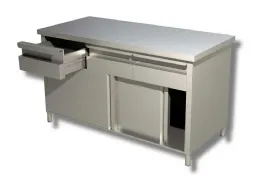 Meuble bas inox à portes coulissantes avec 3 tiroirs - ristopro - dsta3c 166 - Ristopro - DSTA3C 166 Meuble bas inox à portes coulissantes avec 3 tiroirs - ristopro - dsta3c 166 - Ristopro - DSTA3C 166