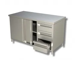 Meuble bas inox à portes coulissantes avec 3 tiroirs à droite - ristopro - dsta3cd196 - Ristopro - DSTA3CD196 Meuble bas inox à portes coulissantes avec 3 tiroirs à droite - ristopro - dsta3cd196 - Ristopro - DSTA3CD196