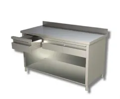 Meuble bas inox ouvert avec 3 tiroirs et dosseret - ristopro - dstag3c 167a - Ristopro - DSTAG3C 167A Meuble bas inox ouvert avec 3 tiroirs et dosseret - ristopro - dstag3c 167a - Ristopro - DSTAG3C 167A