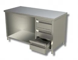 Meuble bas inox ouvert avec 3 tiroirs à droite - ristopro - dstagcd 216 - Ristopro - DSTAGCD 216 Meuble bas inox ouvert avec 3 tiroirs à droite - ristopro - dstagcd 216 - Ristopro - DSTAGCD 216