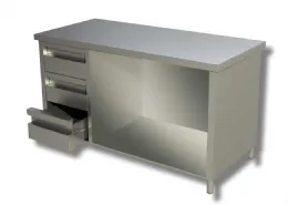 Meuble bas inox ouvert avec 3 tiroirs à gauche - ristopro - dstagcs 206 - Ristopro - DSTAGCS 206 Meuble bas inox ouvert avec 3 tiroirs à gauche - ristopro - dstagcs 206 - Ristopro - DSTAGCS 206