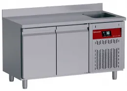 Table réfrigérée murale ventilée 2 portes positive 260l avec évier - diamond - dt131/p9h-dv - Diamond - DT131/P9H-DV