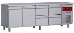 Table réfrigérée positive professionnelle à 4 portes dont 2 bloc tiroirs - Diamond Promo - DT224/P9H_2XCA1/2P9H
