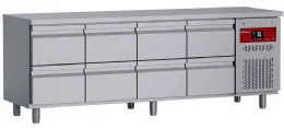 Table réfrigérée positive professionnelle à 4 portes dont 4 bloc tiroirs - Diamond Promo - DT224/P9H_4XCA1/2P9H