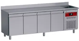 Table réfrigérée positive 4 portes GN 1/1 avec évier incorporé 550L - Diamond - DT224/P9H-DV Table réfrigérée positive 4 portes GN 1/1 avec évier incorporé 550L - Diamond - DT224/P9H-DV