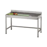 Table de Travail Inox avec planche à découper et bac, 1400x700x860 mm - Virtus - DTPV714 - VIRTUS GROUP - DTPV714