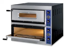 Four à pizza électrique professionnel monophasé ou triphasé 2 chambres 4+4 pizzas Ø 33 cm - GGF - E-START 4+4