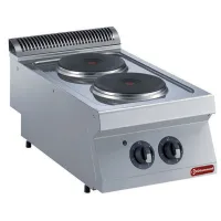 Cuisinière professionnelle Triphasé 2 plaques 5,2 kW 400x700x250/320 mm - Diamond - E17/2P4T-N