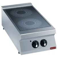 Cuisinière professionnelle vitrocéramique à poser triphasé 2 feux 6.8 kW - Diamond - E22/2VC4T-N