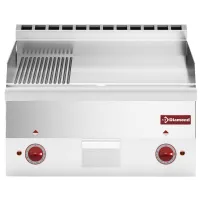 Plaque de cuisson professionnelle Triphasé sur four 2/3 lisse et 1/3 nervurée chrome 6 kW - Diamond - E60/PMCD6T-N