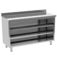 Meuble bas de rangement inox comptoir arrière 2 étagères intermédiaires, 1500x600x1050 mm - virtus - eez0029 - Virtus group - EEZ0029