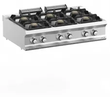 Plan de cuisson professionnel gaz 6 feux 33 kw à poser - mbm - fb711txs - Mbm - FB711TXS
