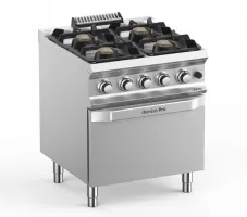 Cuisinière professionnelle gaz sur four 4 feux 28 kw - mbm - fb77fgxs - Mbm - FB77FGXS