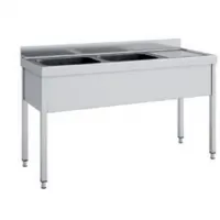 Plonge inox 1 avec égouttoir nervuré à droite 1400x550x1000 mm - eratos - fgb-1455/21d - Eratos - FGB-1455/21D