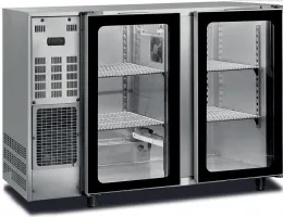 Arrière de bar inox 2 portes battantes vitrées +1 / +10°C - 283L Arrière de bar inox 2 portes battantes vitrées +1 / +10°C - 283L