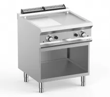 Plancha professionnelle gaz 1/2 plaque lisse et 1/2 plaque rainurée 14 kW - MBM - FTBG77ALR - MBM - FTBG77ALR