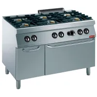 Fourneau professionnel gaz 6 feux vifs 39 kW sur four - Diamond - G17/6BFA12-N Fourneau professionnel gaz 6 feux vifs 39 kW sur four - Diamond - G17/6BFA12-N