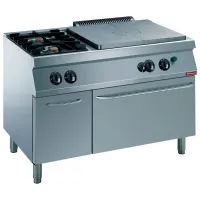 Fourneau professionnel gaz 2 feux et plaque coup de feu sur four - Diamond - G17/T2BFA12-N