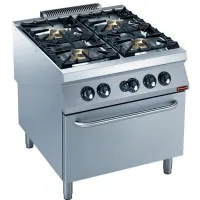 Fourneau gaz professionnel sur four 4 feux vifs 40 kW Four gaz GN 2/1 - Diamond - G22/4BF8PW-N