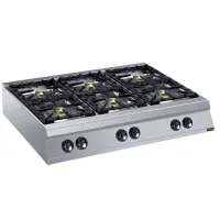 Cuisinière professionnelle gaz 6 feux vifs 44 kW à poser - Diamond - G22/6B12T-N
