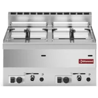 Friteuse professionnelle gaz sur four 2 cuves 8 litres 13,6 kW - Diamond Promo - G60/F16-6T-N