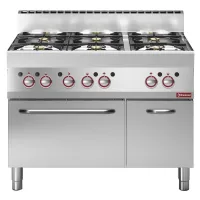 Fourneau professionnel gaz 6 feux vifs sur four 30,8 kW - Diamond - G65/6BFA11-N