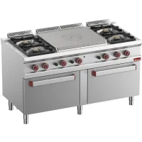 Fourneau professionnel gaz sur four 4 feux vifs 28 kW plaque coup de feu 2 fours gaz - Diamond - G7/T4B2F15-N Fourneau professionnel gaz sur four 4 feux vifs 28 kW plaque coup de feu 2 fours gaz - Diamond - G7/T4B2F15-N