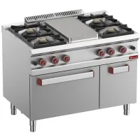 Fourneau professionnel gaz 4 feux vifs et plaque à mijoter sur four - diamond - g7/tm4bfa11-n - Diamond - G7/TM4BFA11-N
