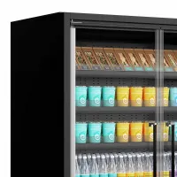Photo 3 - Vitrine murale de supermarché réfrigérée noire 2 portes vitrées positive - tefcold - galaxy+ gp14fgd maxi black - Tefcold - Galaxy+ GP14FGD Maxi Black